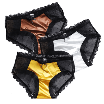 Women's Sexy Mid-Waist Lace Panties with Bow / Female Comfortable Pure Cotton Underwear - EVE's SECRETS